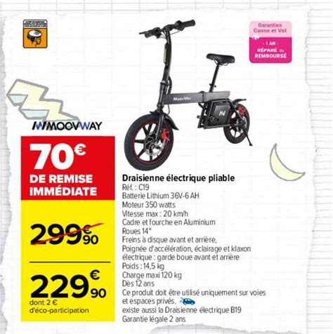 Promo Draisienne Lectrique Pliable Moovway Chez Carrefour