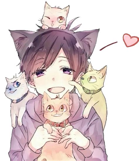 Anime Boy With Cat On Shoulder