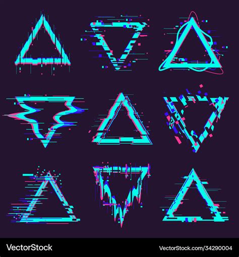 Triangle Glitch Frames Distortion Geometry Noise Vector Image