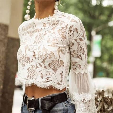 Lioness White Lace Long Sleeve Top Size S Very Depop