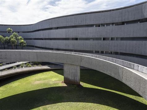 Circular Walkways At Architecturally Designed Concrete Building In