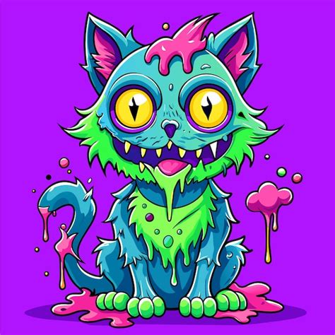 Premium Vector | Zombie Cat Slime Vector for Tattoo Designs