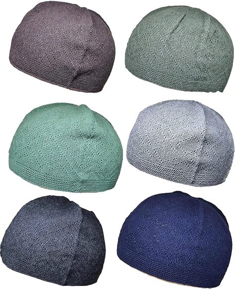 Pack 6 Colors Muslim Beanie Prayer Cap Amn 334 Islam Kufi Hat Knit