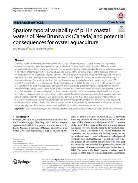 PDF Spatiotemporal Variability Of PH In Coastal Waters Of New