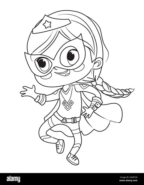 Coloring Page of Super Hero Children. Boys and Girls wearing costumes ...