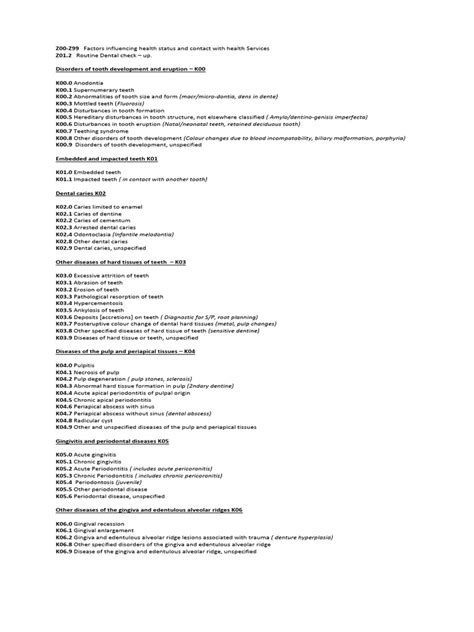 Icd For Dental | PDF | Human Tooth | Periodontology