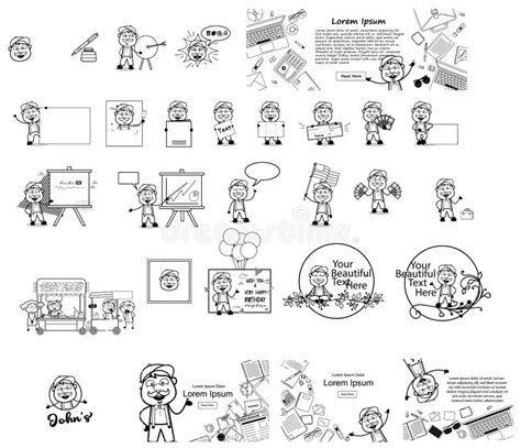 Funny Comic Policeman Cop Poses Set Of Concepts Vector Illustrationen