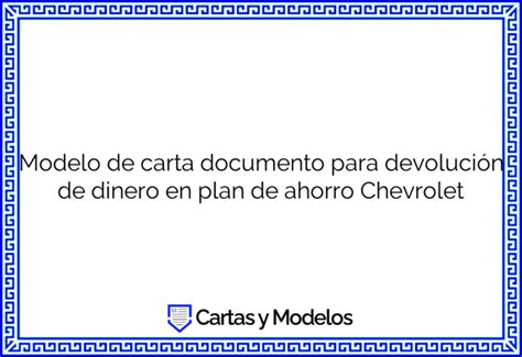 Modelo de carta documento para devolución de dinero en plan de ahorro