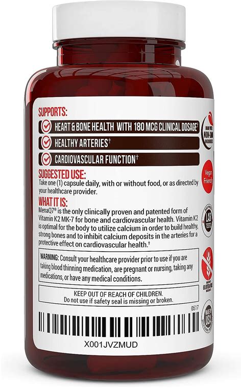 Vitamin k2 MK-7 Supplement 180mcg -Vitamin K2 Supports Bone & Heart ...