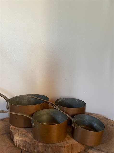 Set Of 4 Vintage French Copper Saucepans Copper Saucepans Saucepan