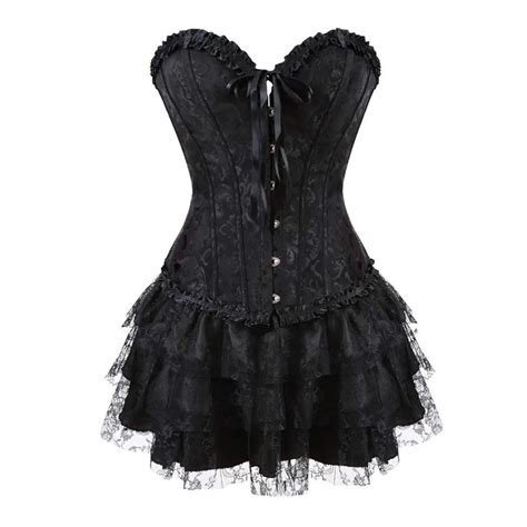 Sapubonva Corset Dress Bustier Skirts Top Set Plus Size Women Gothic