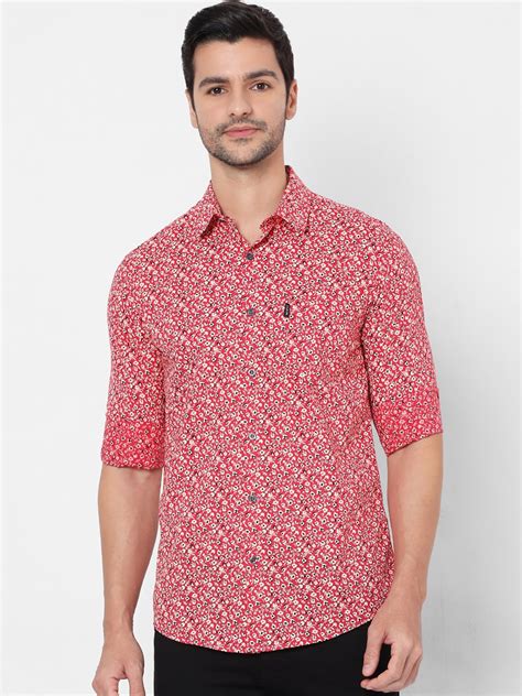 Buy Mufti Men Red Slim Fit Floral Opaque Printed Casual Shirt Shirts