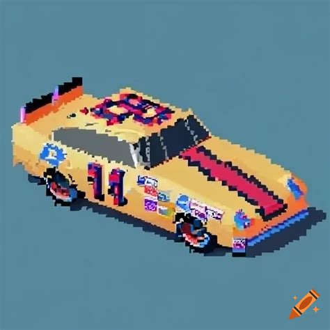 Isometric Pixel Art Of A S Nascar Daytona Race Car With Spoiler And