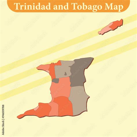 National Map Of Trinidad And Tobago Map Vector With Regions And Cities