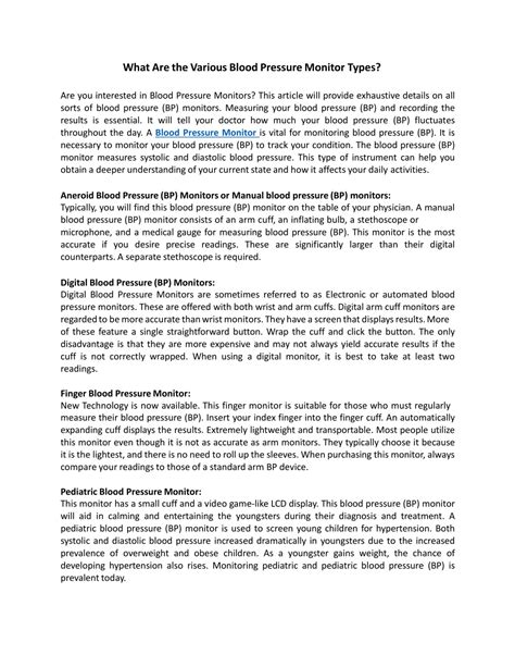 PPT - What Are the Various Blood Pressure Monitor Types PowerPoint ...