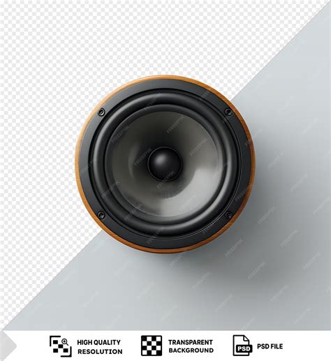 прозрачный звуковой динамик на изолированном фоне с красно-белым ...