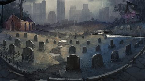 Dark Cemetery Hd Wallpaper A Haunting Urban Scene