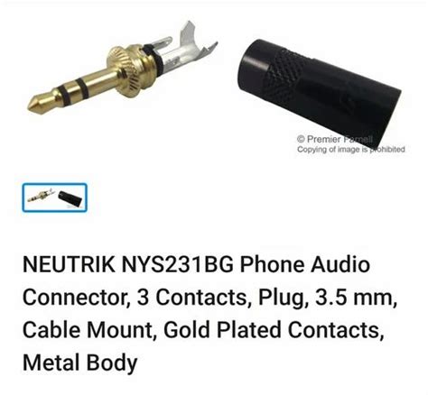 Neutrik 3 5mm Aux St Male Connector Gold Plated At Rs 150 Piece