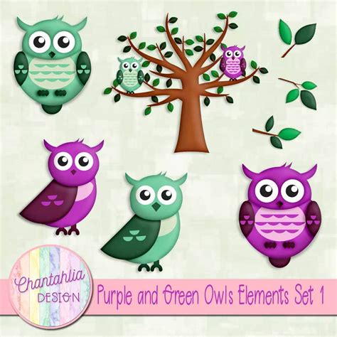 Free Design Elements In Purple And Green Owls Designs