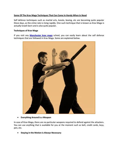 Some of the krav maga techniques that can come in handy when in need by ...