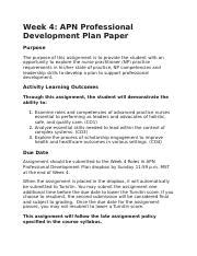 Week Rubric Docx Week Apn Professional Development Plan Paper