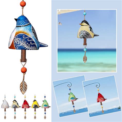 Sitting Bird Wind Chime Creative Birds Hanging Bells Chimes Outdoor