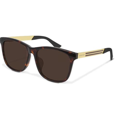 Gucci Square Frame Tortoiseshell Acetate And Gold Tone Sunglasses Brown Gucci