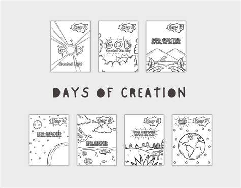 7 Days of Creation Coloring Pages, Printable, Bible Lessons, Sunday ...