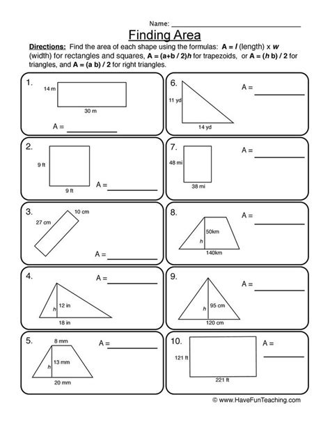 To Find The Area Of A Trapezoid Worksheet