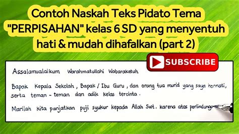 Contoh Naskah Teks Pidato Tema Perpisahan Kelas Sd Yang Menyentuh