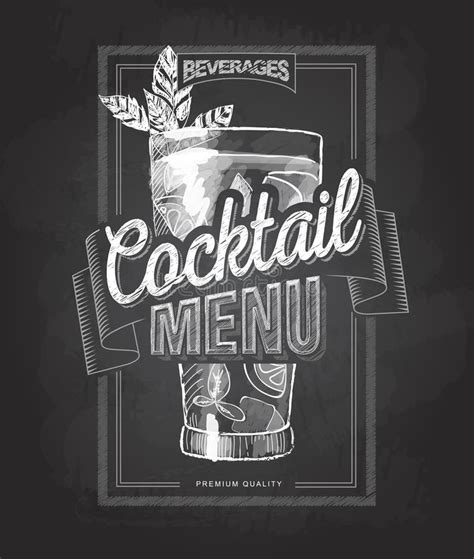 Chalk Drawing Typography Cocktail Menu Design Stock Vector Illustration Of Mint Cocktail