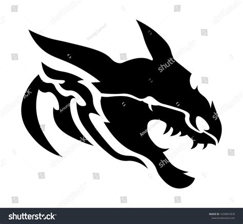 Black Dragon Head Logo Icon Mascot Stock Vector (Royalty Free ...