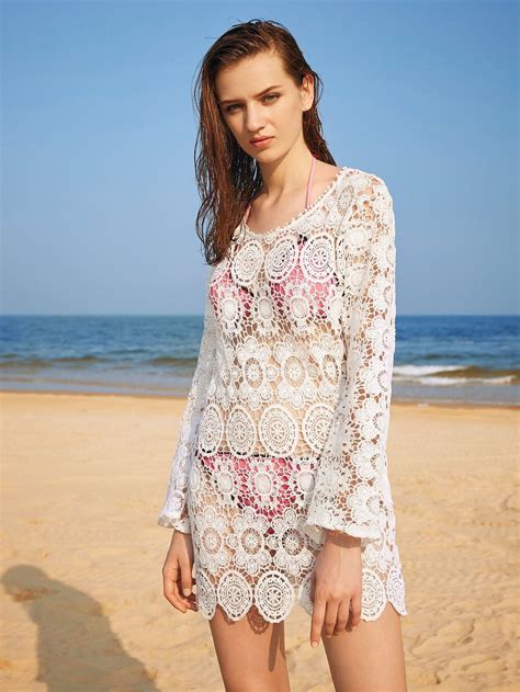 Crochet Lace Cover Up Dress Shein Sheinside