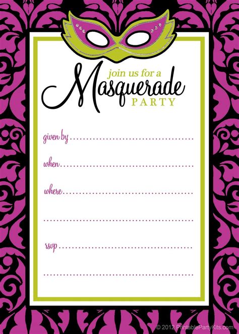 Mardi Gras Party Invitations Templates • Business Template Ideas