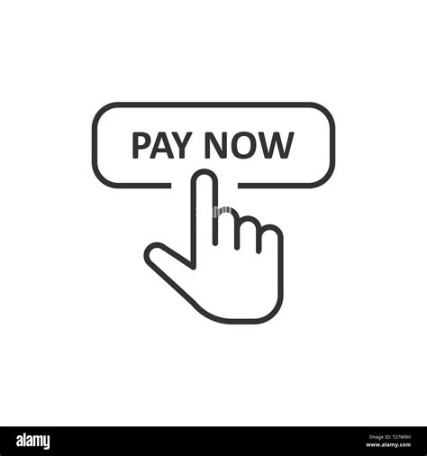 Pay Now Icon In Flat Style Finger Cursor Vector Illustration On White