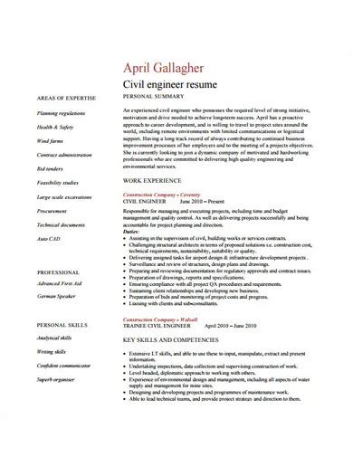 Civil Engineer Resume Examples Format How To Create Pdf