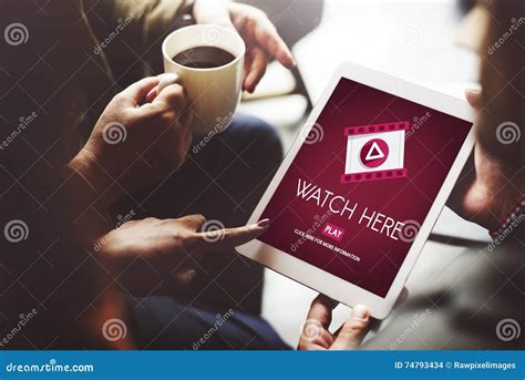 Watch Here Application Display Video Concept Stock Photo Image Of