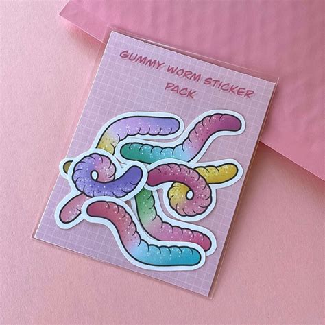 Gummy Worm Sticker Pack - Etsy