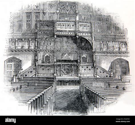 19th Century Illustration of Pulpit in the Fifth Avenue Presbyterian ...