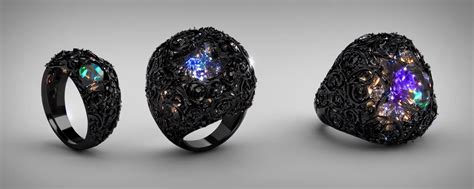 Black Magic Crystal Ring Fire Flame Ashes Smooth Stable