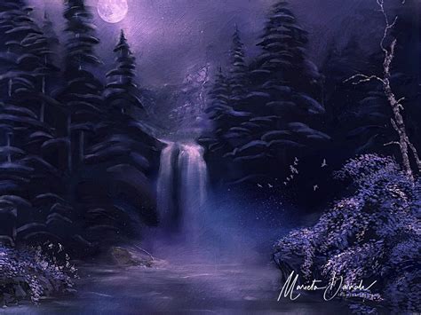 moonlight waterfall painting – Illuminart Designs