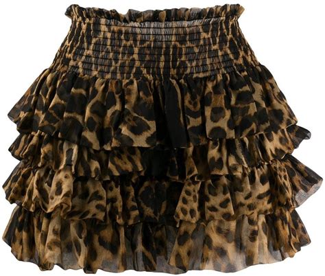 Saint Laurent Leopard Print Ruffled Skirt Shopstyle