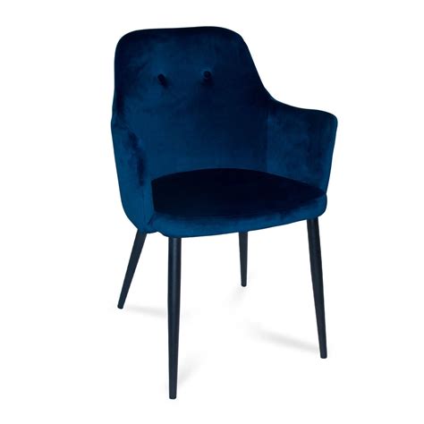 Fauteuil Gunnar Velours Bleu Pieds Couleur Noir Lúzete