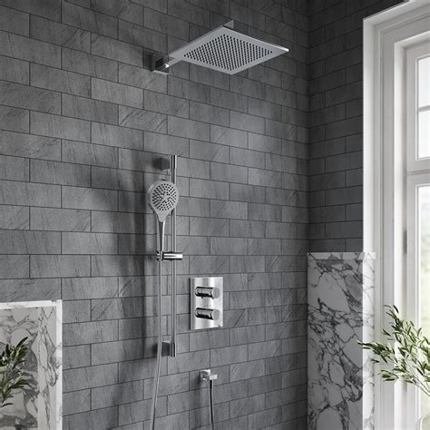 Villeroy And Boch Square Verve Complete Shower Set With Slider Rail Kit