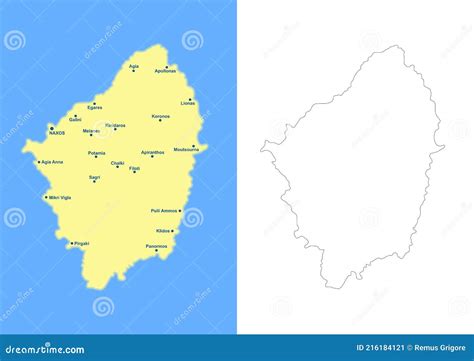 Naxos Island Map - Cdr Format Cartoon Vector | CartoonDealer.com #216184121