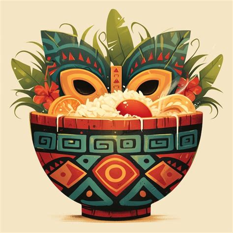 Premium Vector | Tongan Lu Pulu and Traditional Polynesian Foods