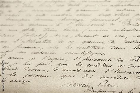 Curie handwriting research Stock Photo | Adobe Stock