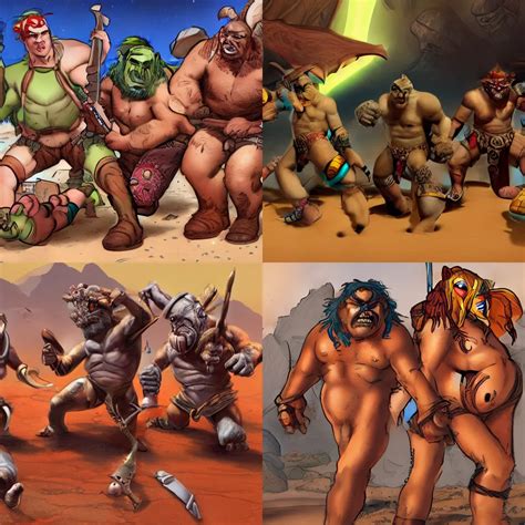 Orcs Fighting Dwarfs On Mars In Swimsuits Stable Diffusion Openart