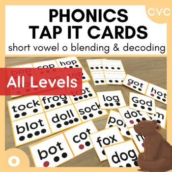 Short Vowel O Activities For Blending Cvc Word Families Tap It Cards