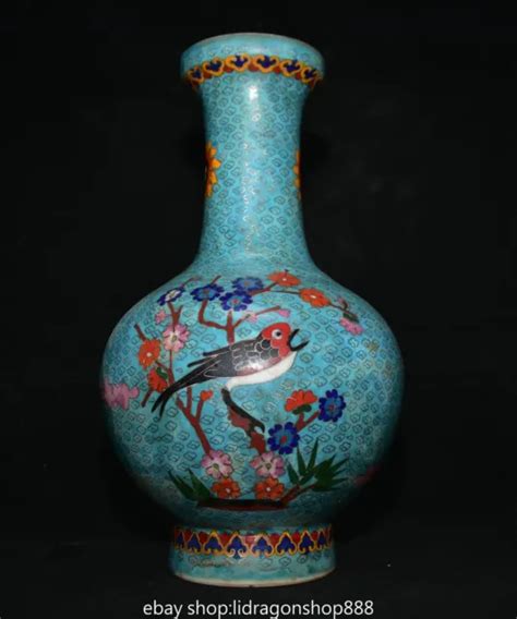 16 QIANLONG MARKED Chinese Filigree Enamel Porcelain Flower Bird